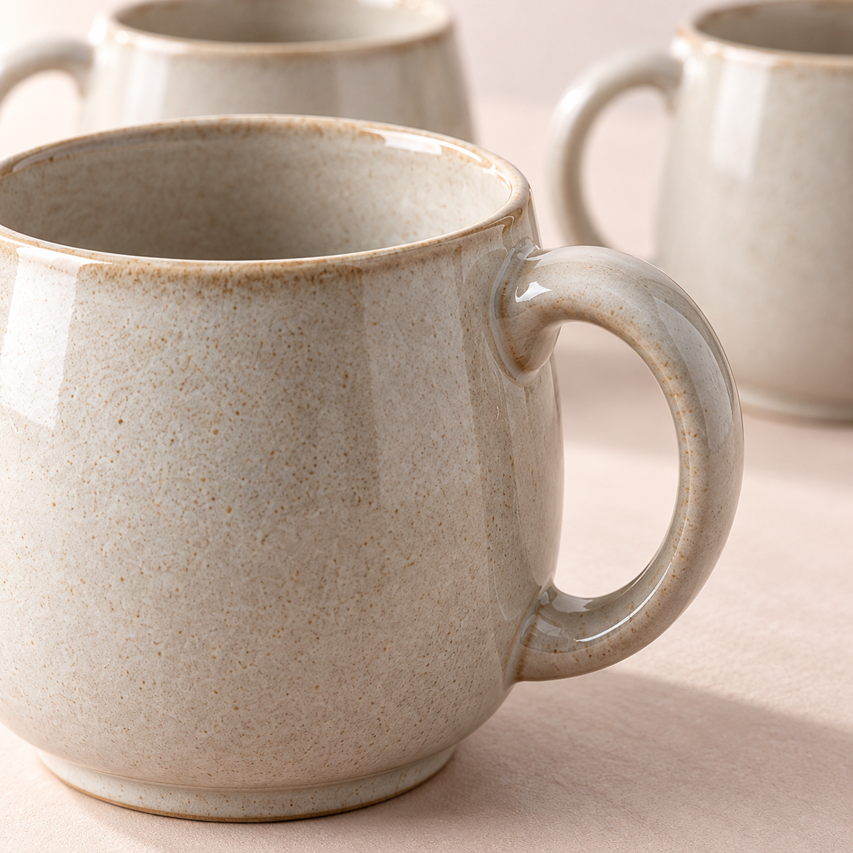 Ash Barrel Mug Set in ash grey-beige — shape and glaze detail
