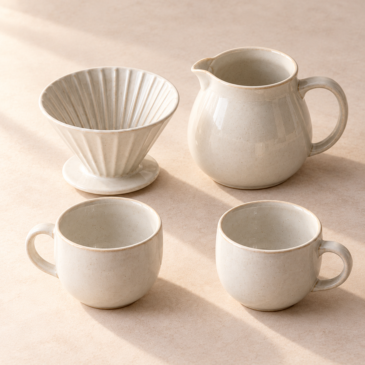 Cloud Pour-Over Coffee Set in cloud white — another view of the same set
