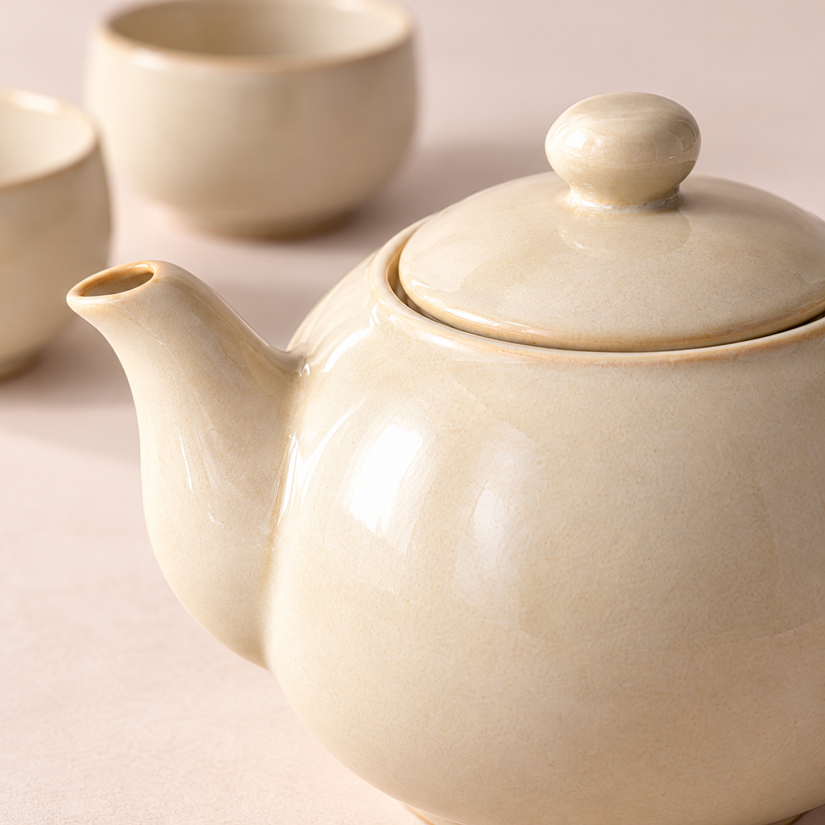 Dawn Tea Service in warm ivory — shape and glaze detail