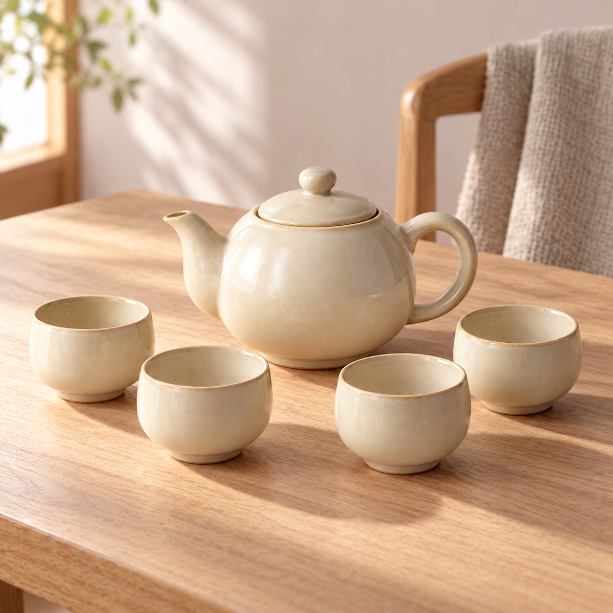 Dawn Tea Service in warm ivory — table setting