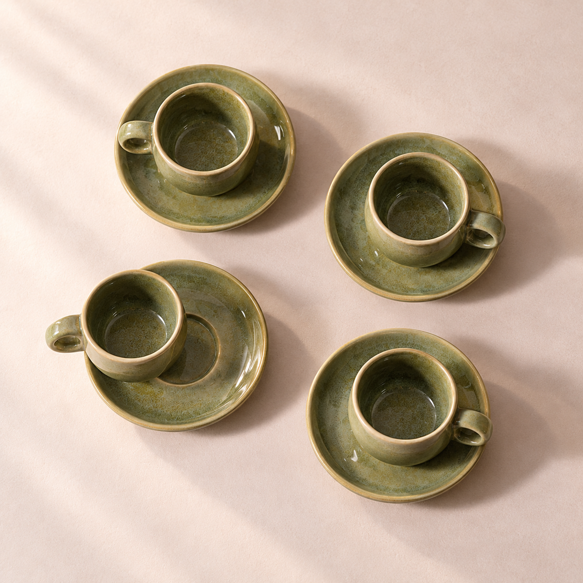 Moss Espresso Cup & Saucer Set in muted moss green — another view of the same set