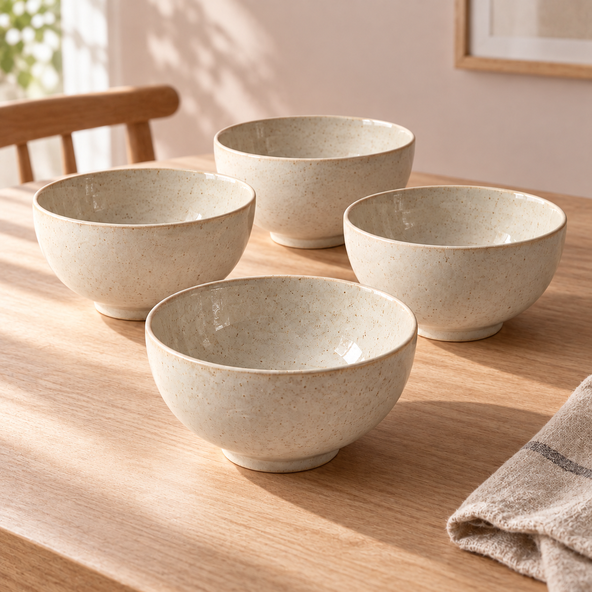 Oat Nest Bowl Set in oat white — table setting