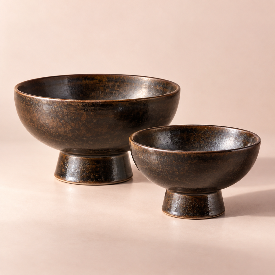 Sable Pedestal Bowl Pair