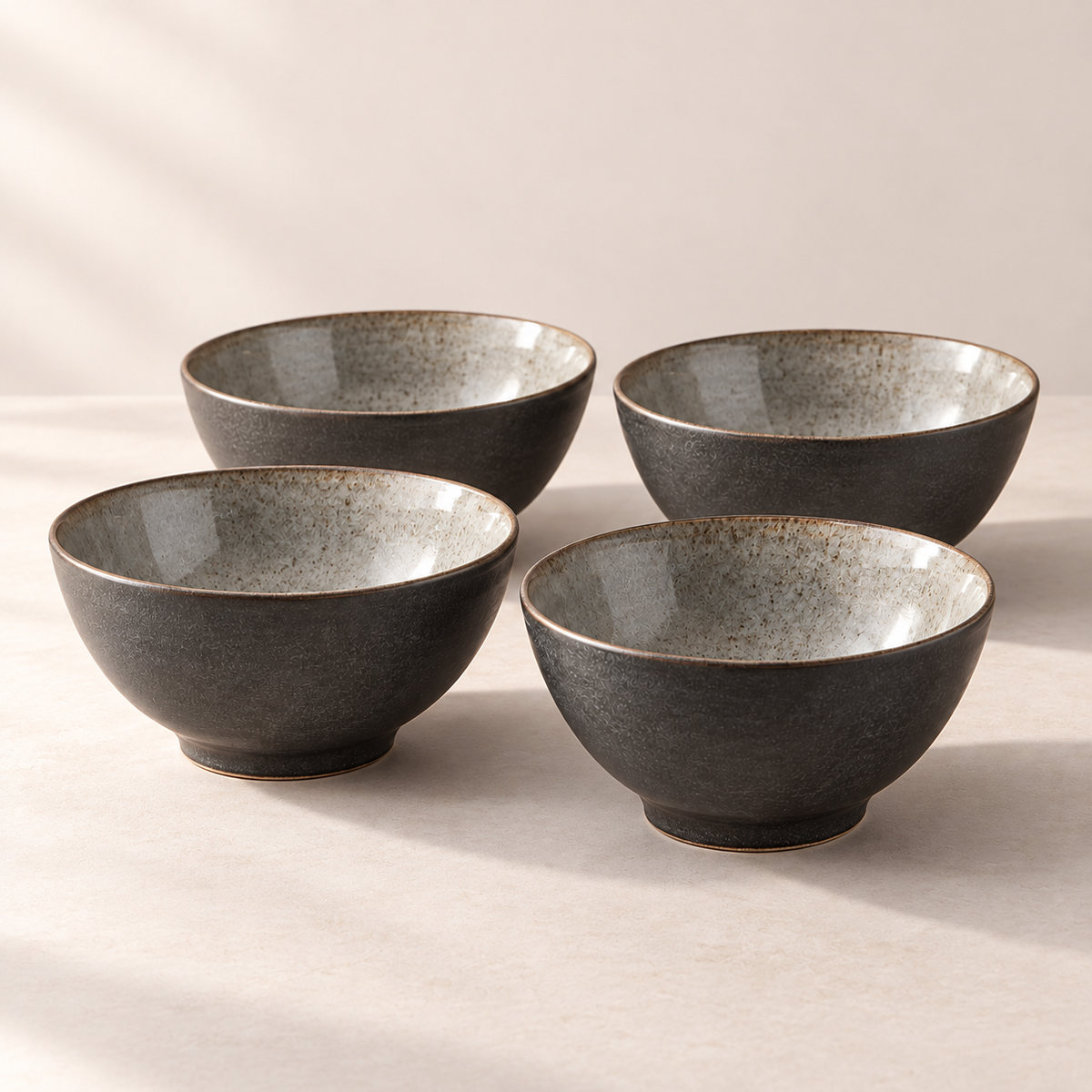 Cinder Ramen Bowl Set in charcoal outside, smoke grey inside — another view of the same set