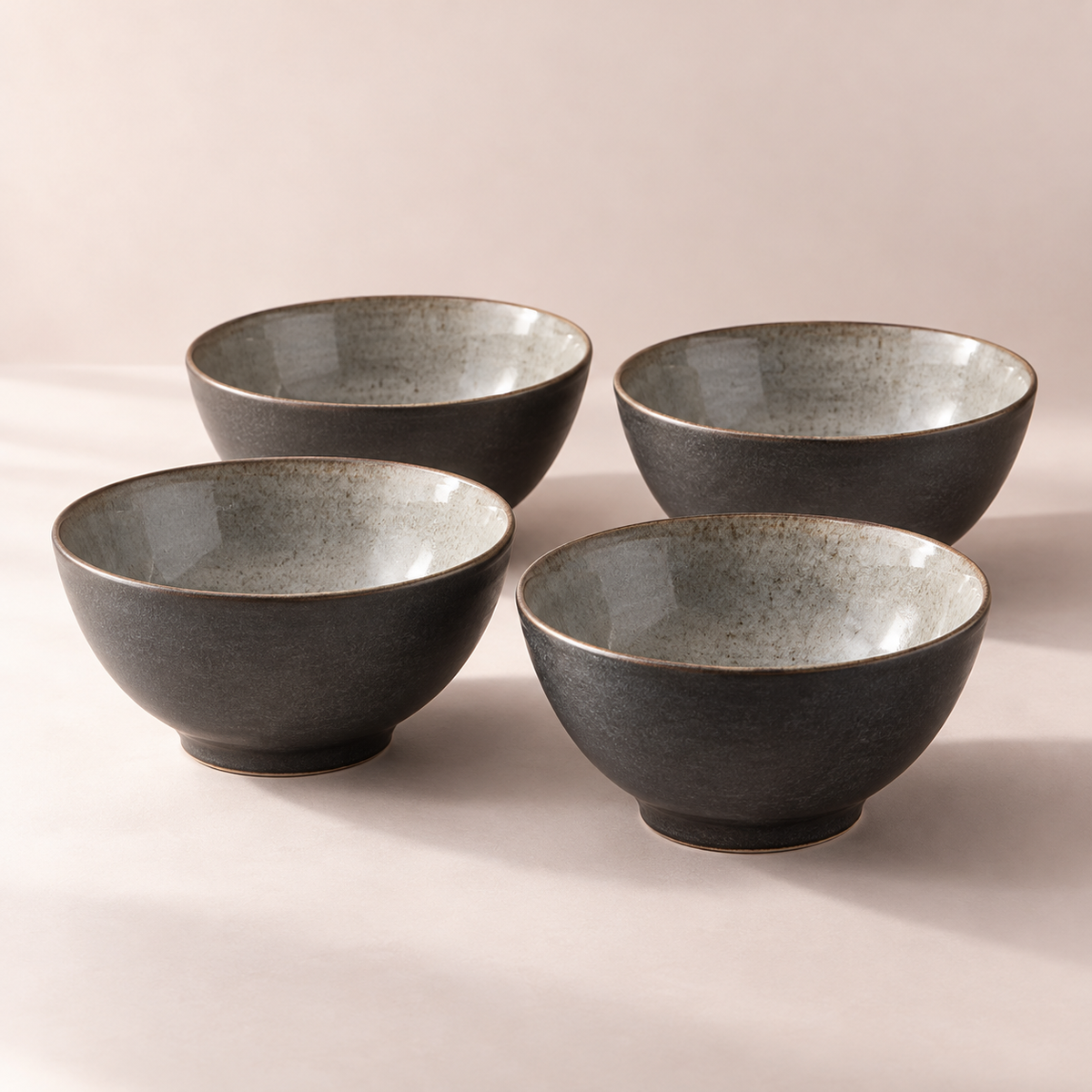 Cinder Ramen Bowl Set in charcoal outside, smoke grey inside — complete set