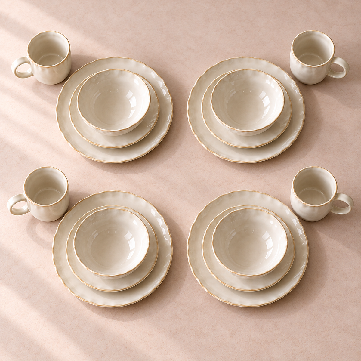 Pearl Tide Dinnerware Set in soft ivory — another view of the same set